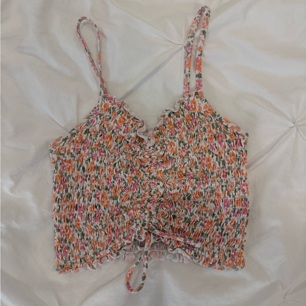 pink flower crop top